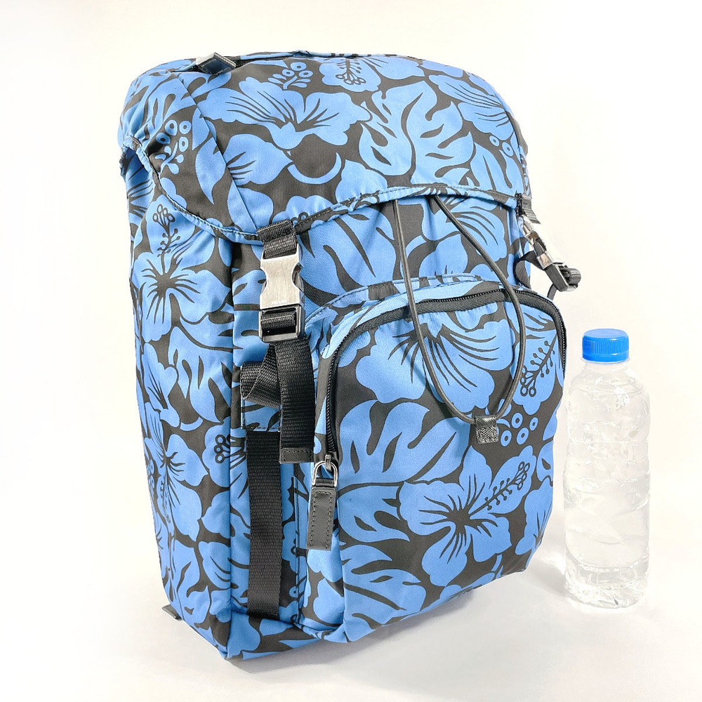 Prada Nylon Backpack Pattern Blue Hibiscus - image 1
